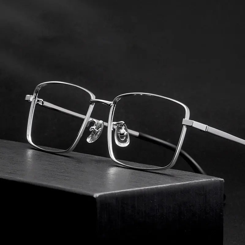 Unisex Square Full Rim Titanium Prescription Glasses N80012n — view 1 | Rx Spectacle