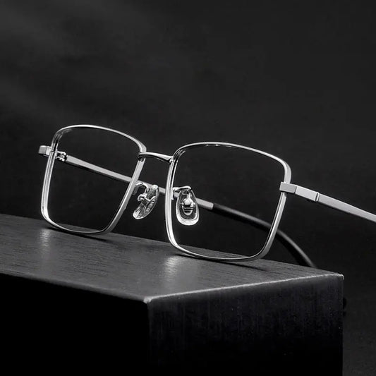 Unisex Square Full Rim Titanium Prescription Glasses N80012n — view 1 | Rx Spectacle