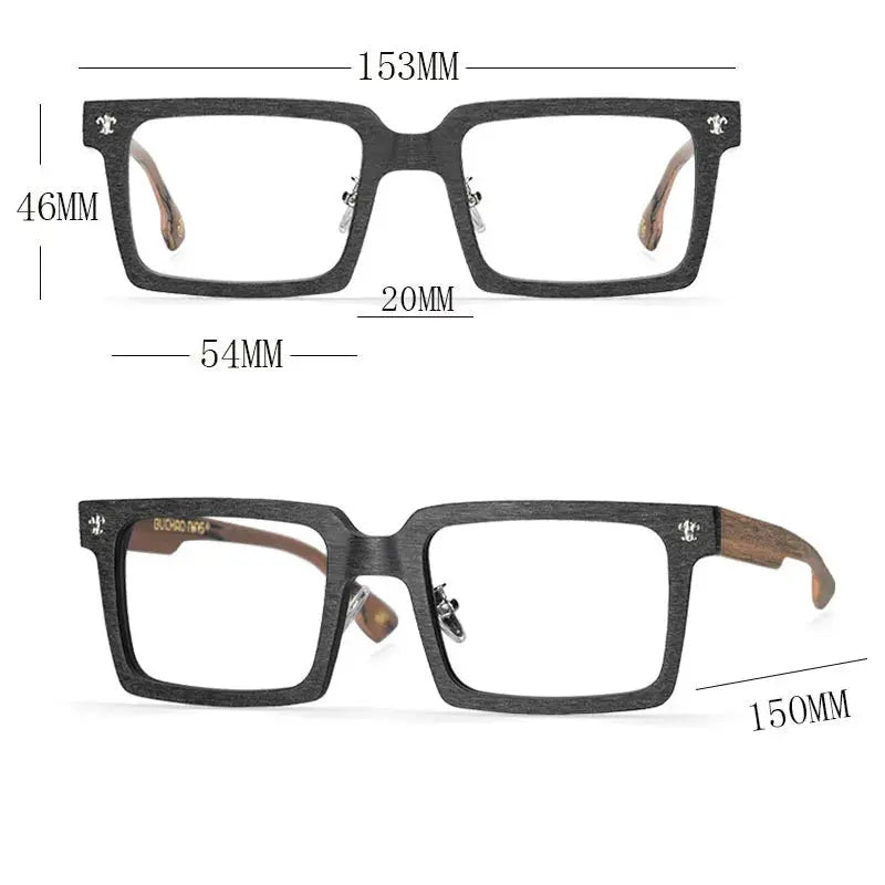 Unisex Square Full Rim Wood Oversized Prescription Glasses 10959 — view 4 | Rx Spectacle