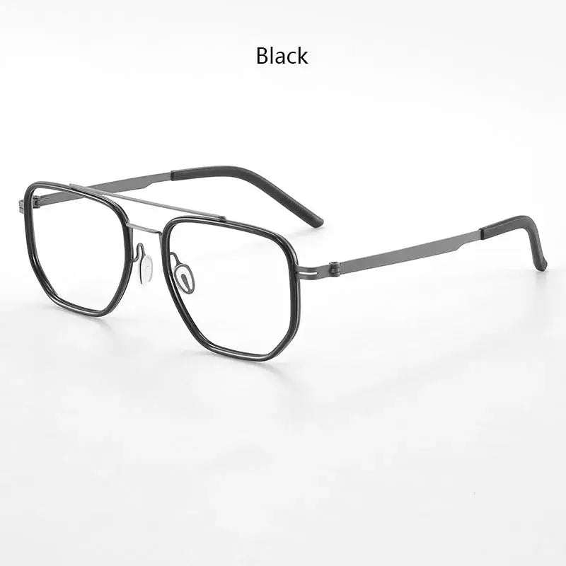 Men's Square Full Rim Titanium Double Bridge Prescription Glasses 217900 — view 4 | Rx Spectacle