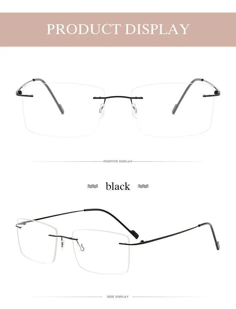 Unisex Rectangular Rimless Alloy Prescription Glasses 6043 — view 10 | Rx Spectacle