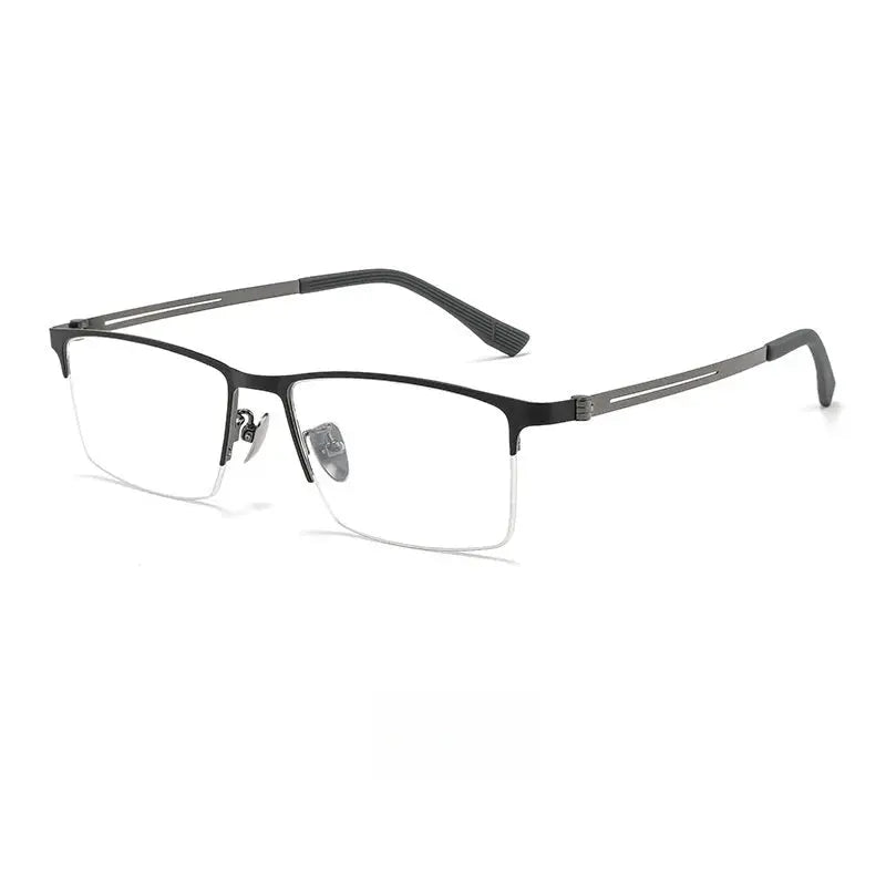 Unisex Square Semi-Rimless Titanium Prescription Glasses 23156 — view 3 | Rx Spectacle