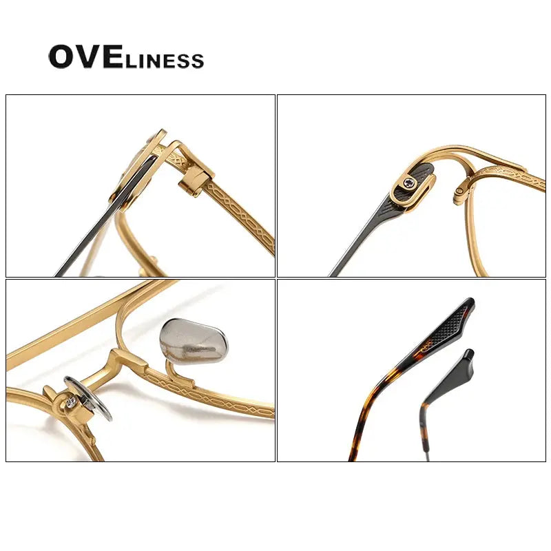 Unisex Square Full Rim Titanium Double Bridge Prescription Glasses 81000 — view 4 | Rx Spectacle