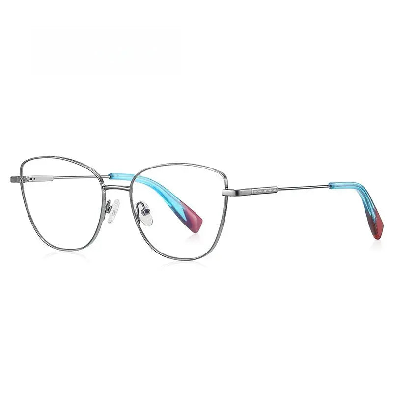 Women's Cat Eye Full Rim Alloy Prescription Glasses Y3032 — view 8 | Rx Spectacle