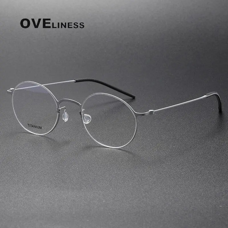 Unisex Round Full Rim Titanium Prescription Glasses 5044 — view 5 | Rx Spectacle