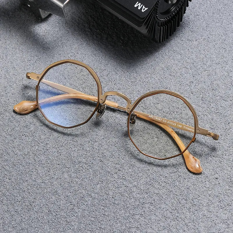 Unisex Irregular Full Rim Titanium Prescription Glasses T6067 — view 4 | Rx Spectacle