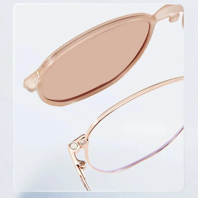 Women's Round Full Rim Alloy Clip-On Prescription Glasses Y1105 — view 3 | Rx Spectacle