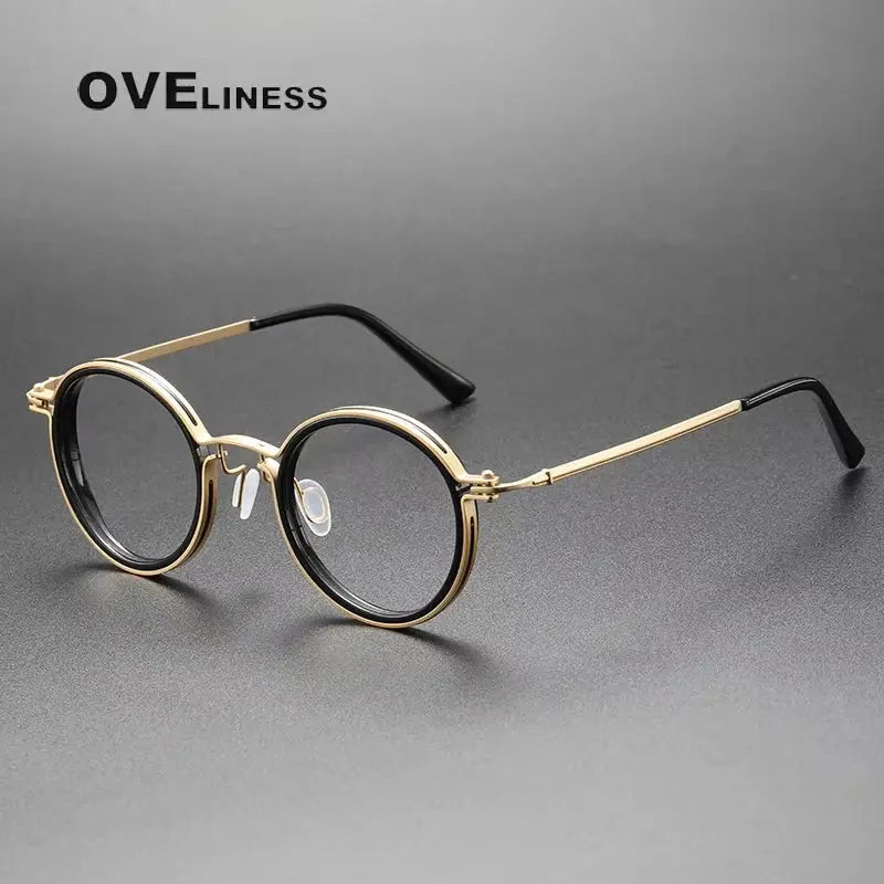 Unisex Round Full Rim Titanium Prescription Glasses 25860 — view 7 | Rx Spectacle