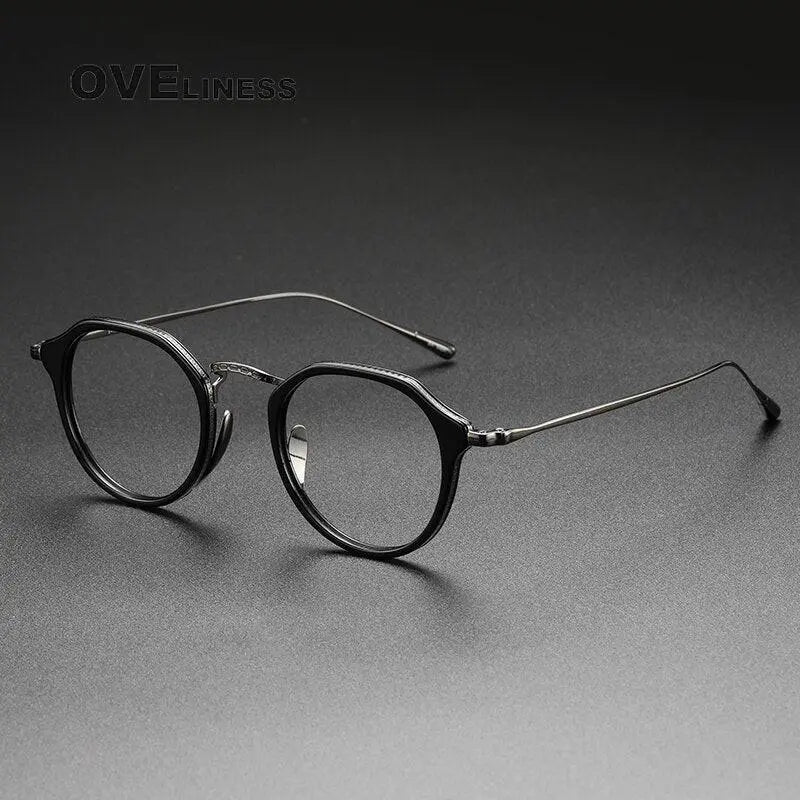 Unisex Square Full Rim Titanium Oversized Prescription Glasses 1113 — view 5 | Rx Spectacle
