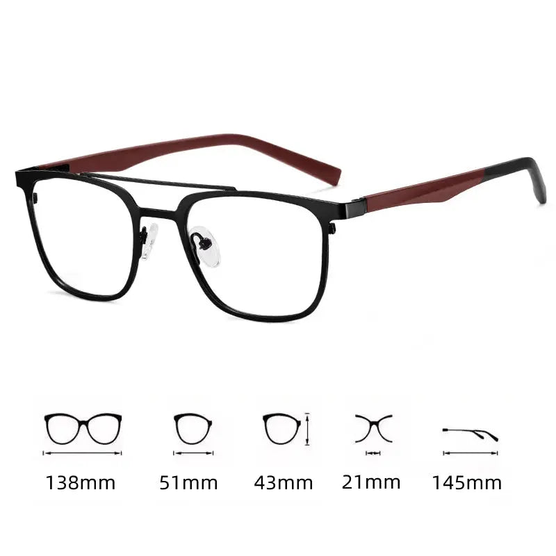 Women's Square Full Rim Alloy Double Bridge Reading Glasses 91362 — view 2 | Rx Spectacle