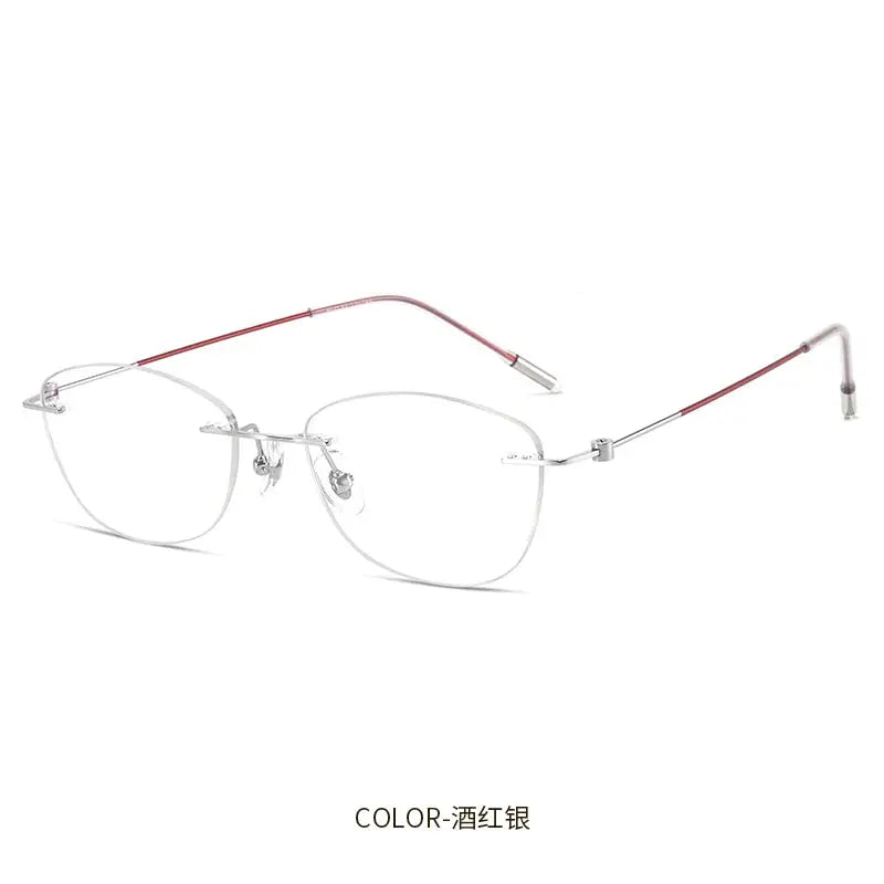 Women's Cat Eye Rimless Titanium Prescription Glasses 6071 — view 4 | Rx Spectacle