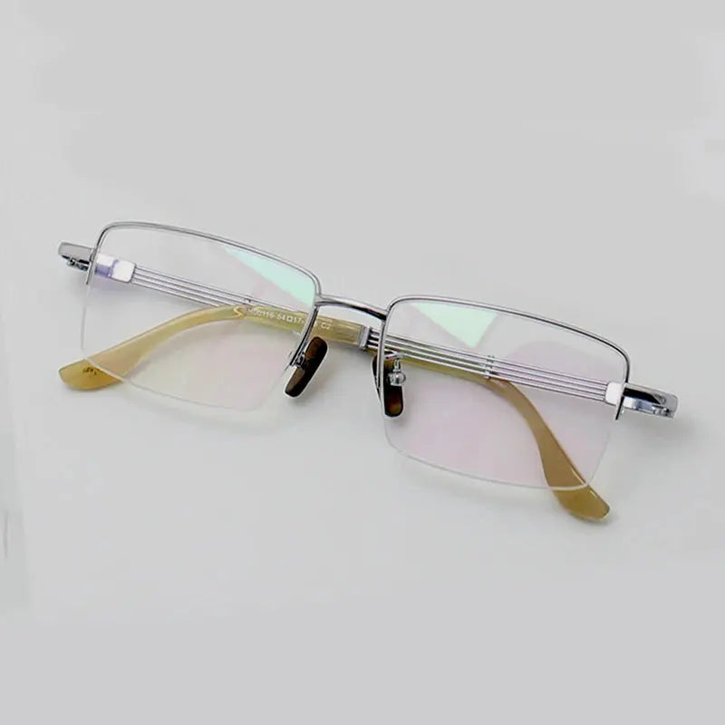 Unisex Square Semi-Rimless Titanium Prescription Glasses 200116 — view 1 | Rx Spectacle