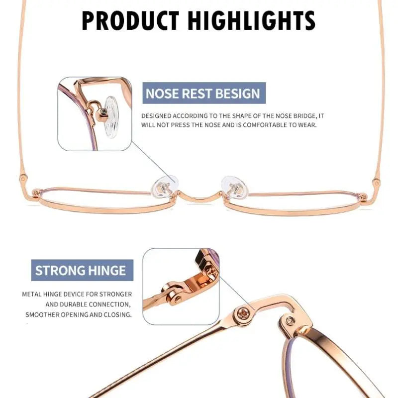 Women's Round Full Rim Alloy Prescription Glasses L2092 — view 10 | Rx Spectacle