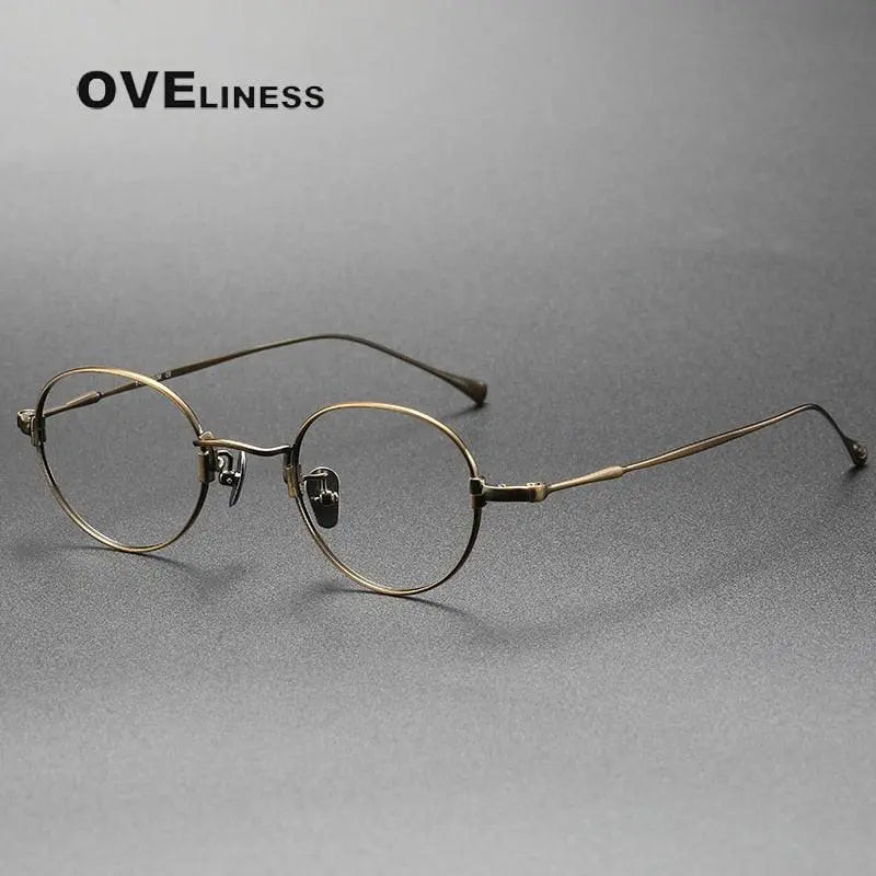 Unisex Round Full Rim Titanium Prescription Glasses Kmn53 — view 3 | Rx Spectacle