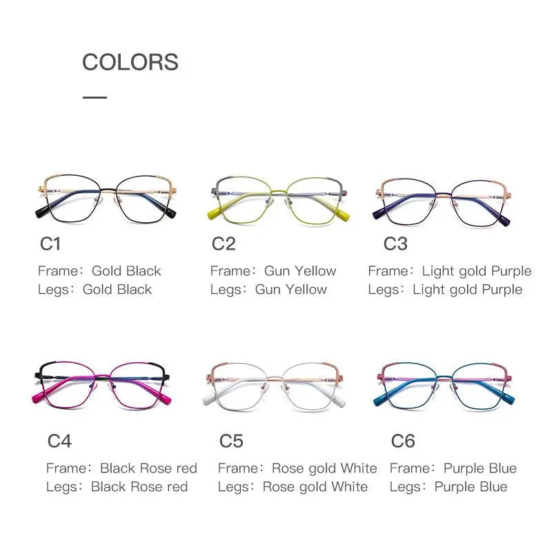Women's Cat Eye Full Rim Alloy Prescription Glasses 3014 — view 15 | Rx Spectacle