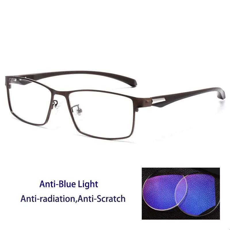 Men's Square Full Rim Alloy Reading Glasses 66071 — view 4 | Rx Spectacle