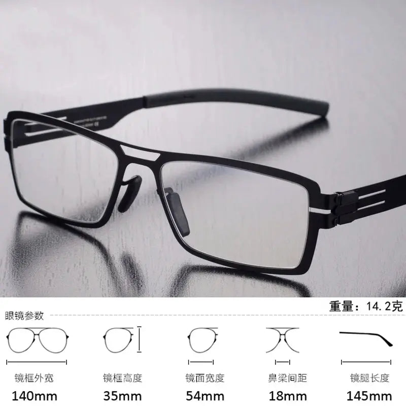 Unisex Square Full Rim Stainless Steel Screwless Prescription Glasses 35140 — view 4 | Rx Spectacle