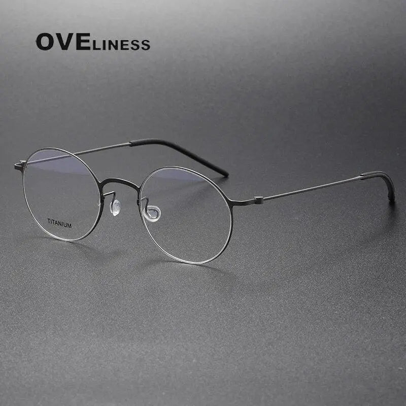 Unisex Round Full Rim Titanium Prescription Glasses 5044 — view 4 | Rx Spectacle