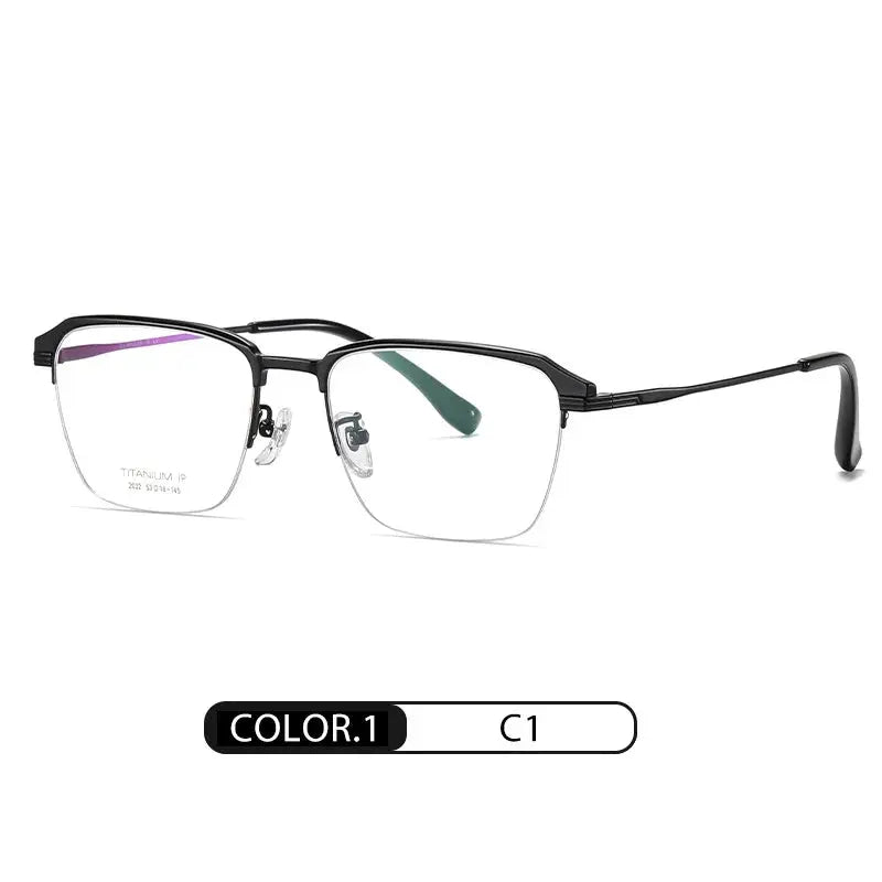 Men's Square Semi-Rimless Titanium Prescription Glasses Yj2032 — view 6 | Rx Spectacle