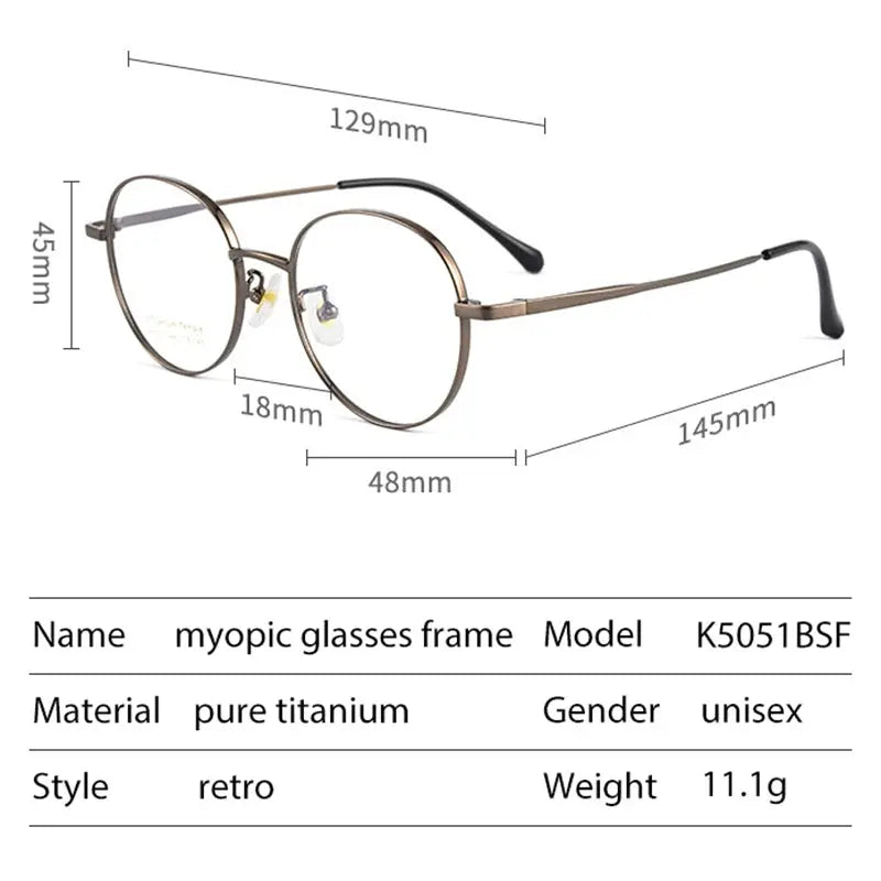 Women's Round Full Rim Titanium Prescription Glasses 505122 — view 3 | Rx Spectacle