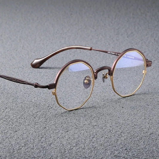 Unisex Irregular Full Rim Titanium Prescription Glasses T6067 — view 1 | Rx Spectacle
