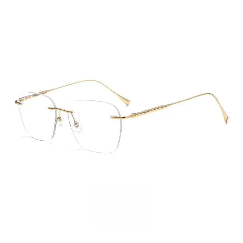 Unisex Square Rimless Titanium Prescription Glasses 1912ti — view 3 | Rx Spectacle