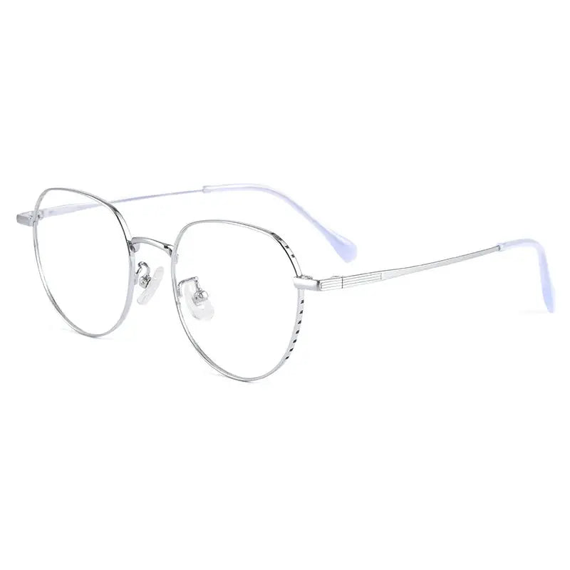Women's Round Full Rim Titanium Flat Top Prescription Glasses 5056 — view 9 | Rx Spectacle