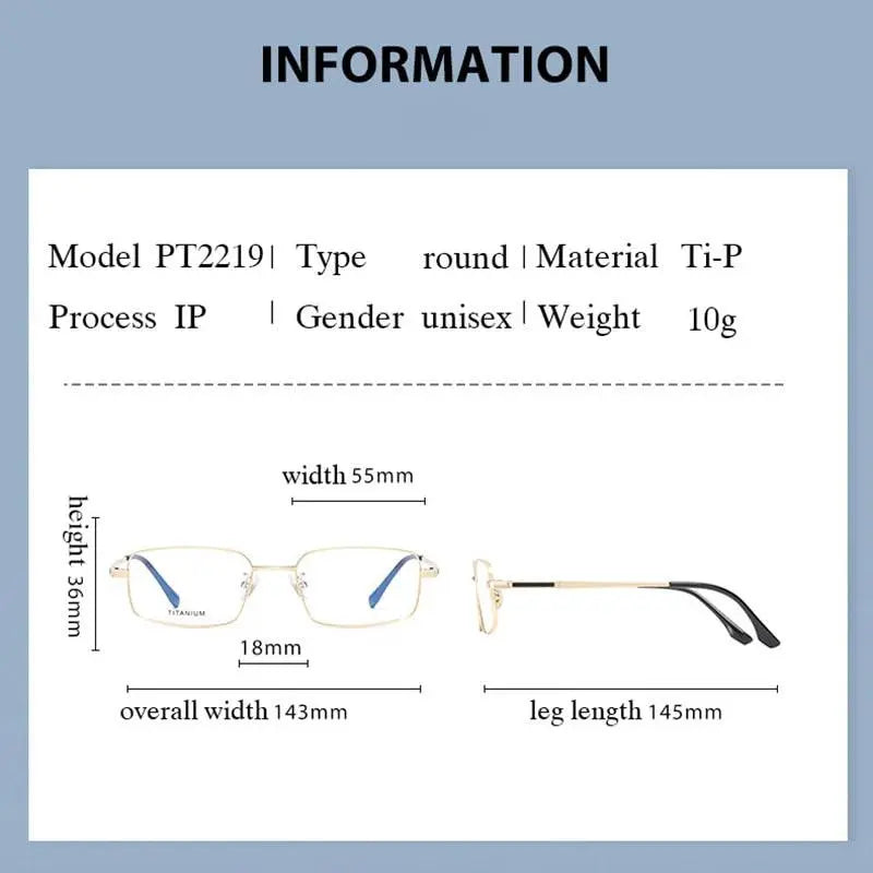 Men's Rectangular Full Rim Titanium Prescription Glasses Pt2219 — view 2 | Rx Spectacle