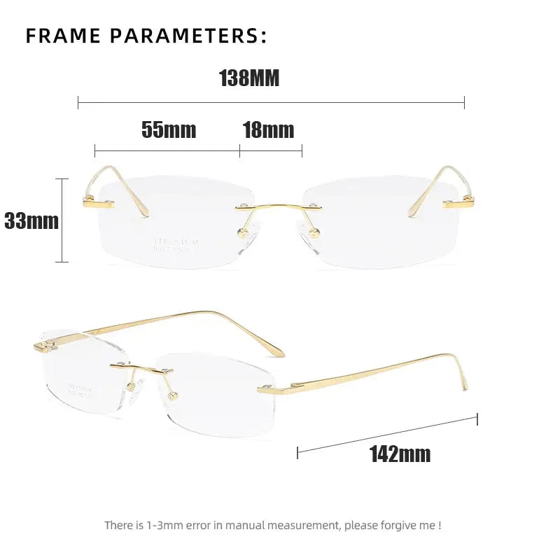 Women's Oval Rimless Titanium Prescription Glasses 9037 — view 2 | Rx Spectacle