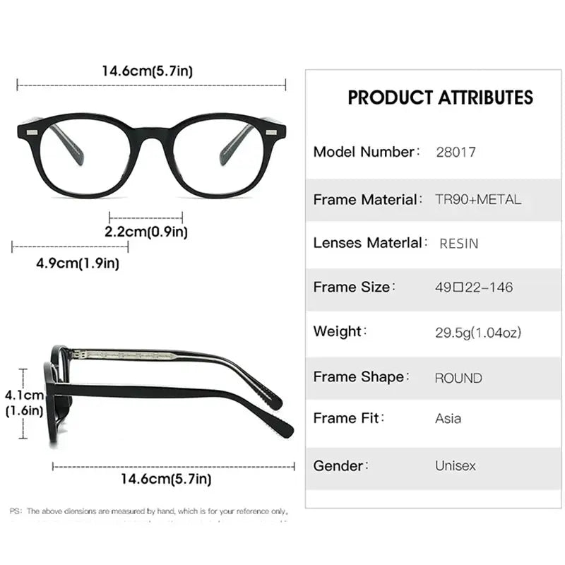 Unisex Round Full Rim TR90 Reading Glasses 28017 — view 2 | Rx Spectacle