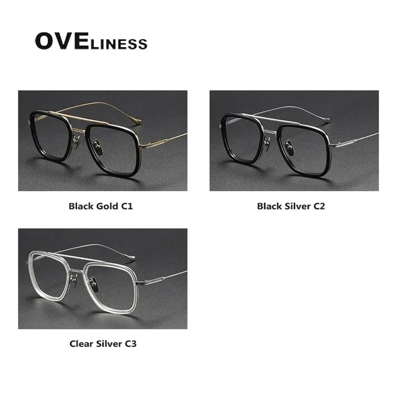 Unisex Square Full Rim Titanium Double Bridge Prescription Glasses I0006 — view 5 | Rx Spectacle