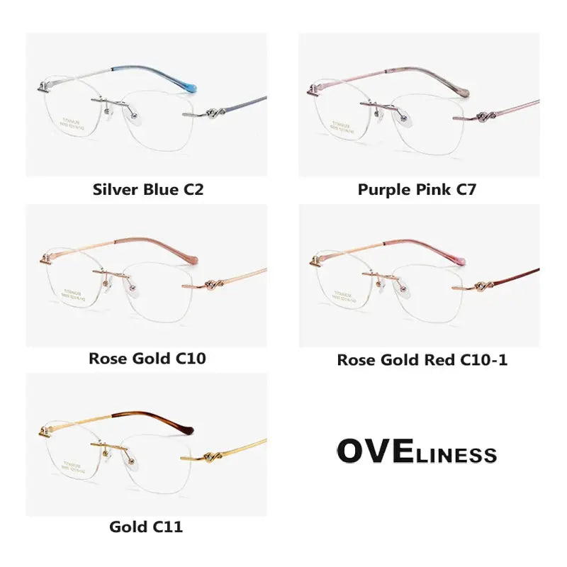 Women's Cat Eye Rimless Titanium Prescription Glasses 196003 — view 5 | Rx Spectacle