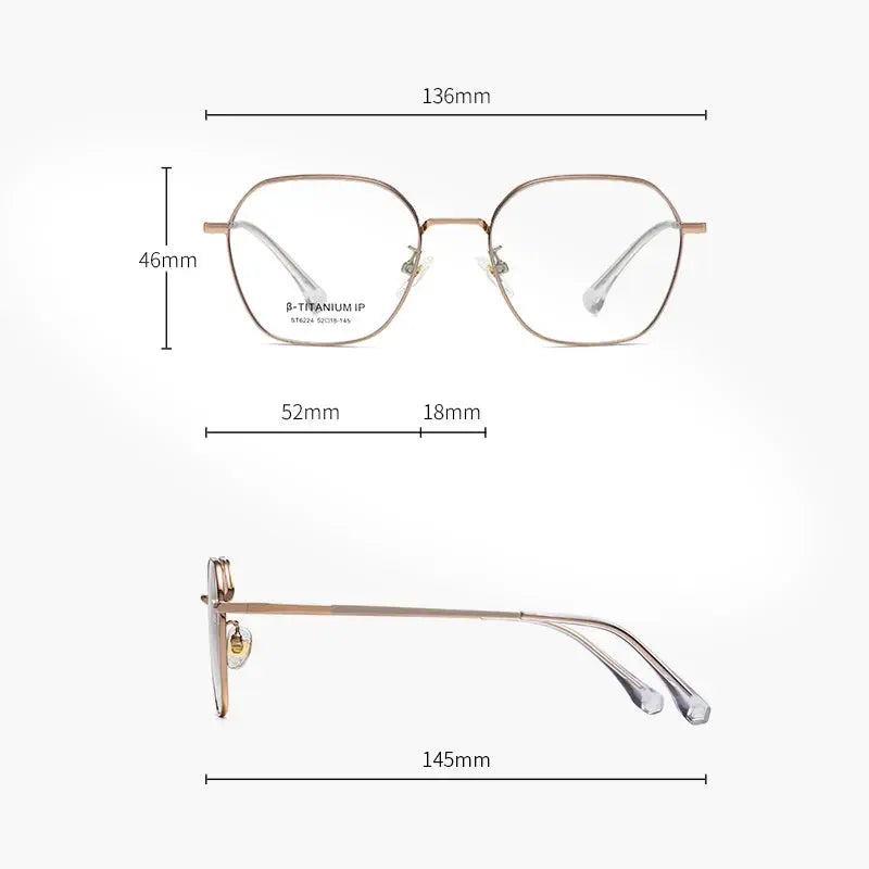 Women's Polygon Full Rim Titanium Prescription Glasses 6224 — view 2 | Rx Spectacle