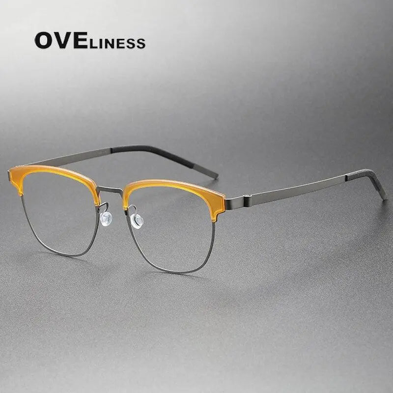 Unisex Square Full Rim Titanium Prescription Glasses 9849 — view 2 | Rx Spectacle
