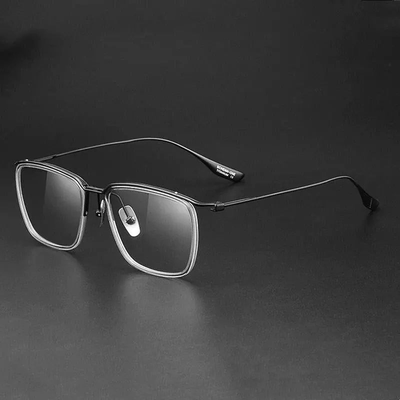 Men's Square Full Rim Titanium Oversized Prescription Glasses Dt106 — view 6 | Rx Spectacle