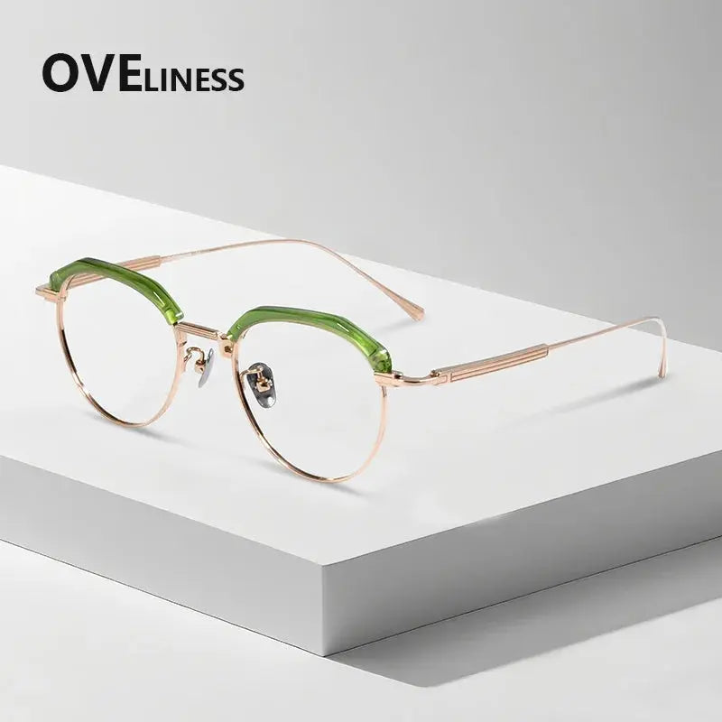 Women's Oval Full Rim Titanium Flat Top Prescription Glasses 739903 — view 6 | Rx Spectacle