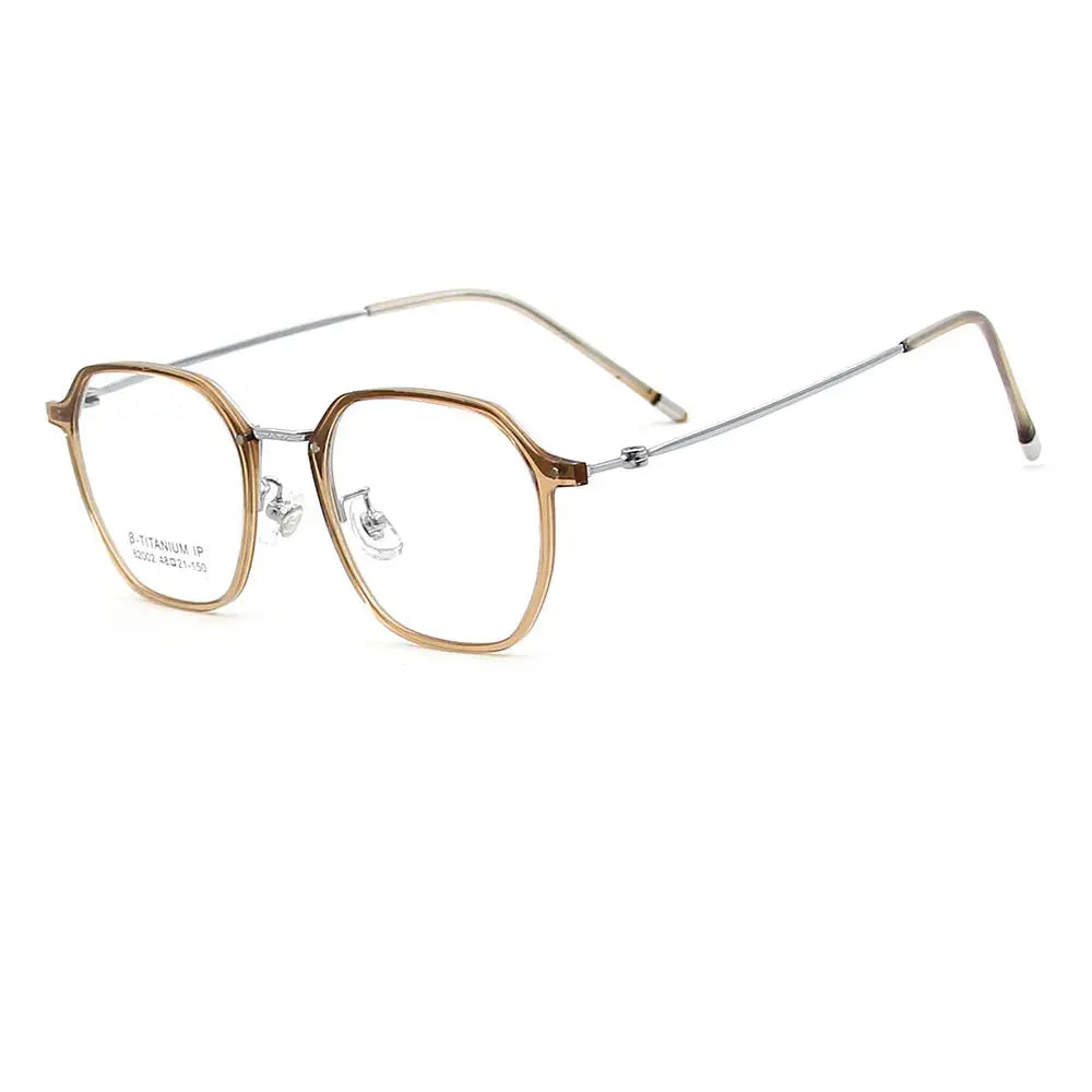 Women's Polygon Full Rim Titanium Flat Top Prescription Glasses 82002 — view 6 | Rx Spectacle