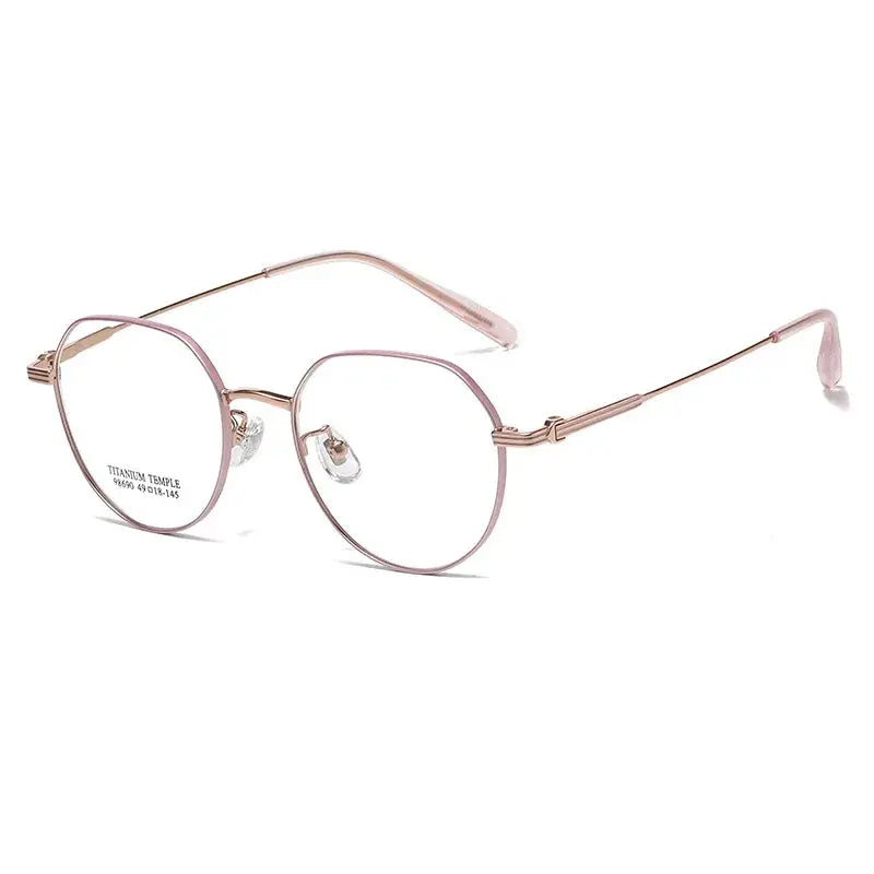 Women's Polygon Full Rim Titanium Flat Top Prescription Glasses 98690 — view 6 | Rx Spectacle