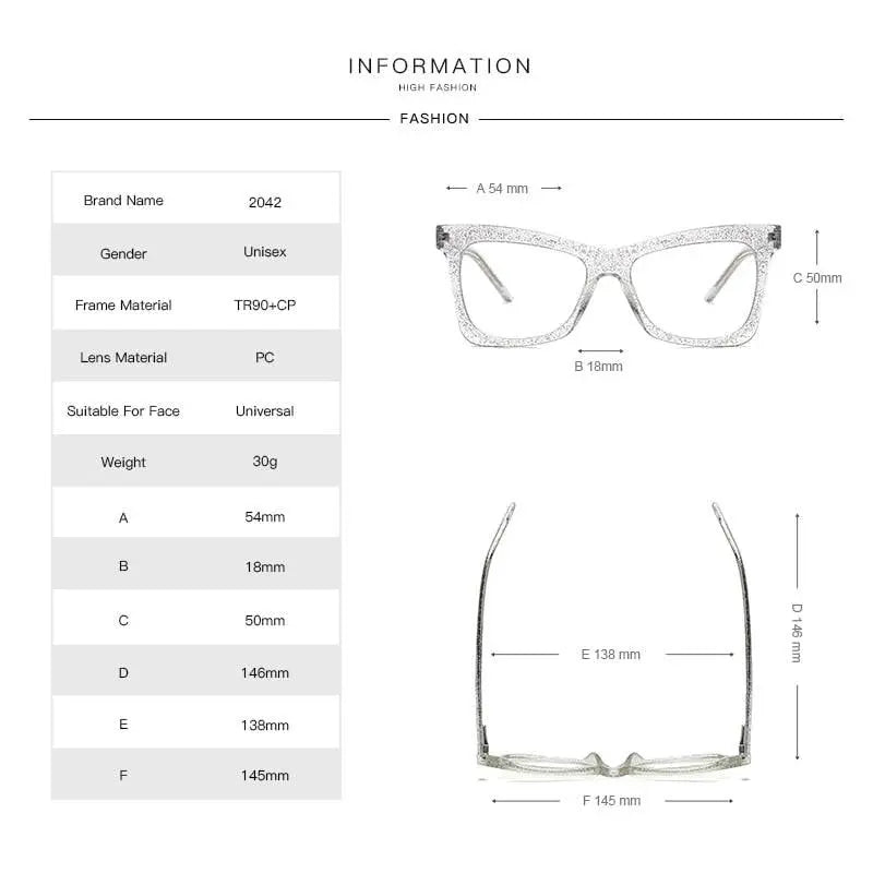 Women's Cat Eye Full Rim Titanium Prescription Glasses 2042 — view 12 | Rx Spectacle
