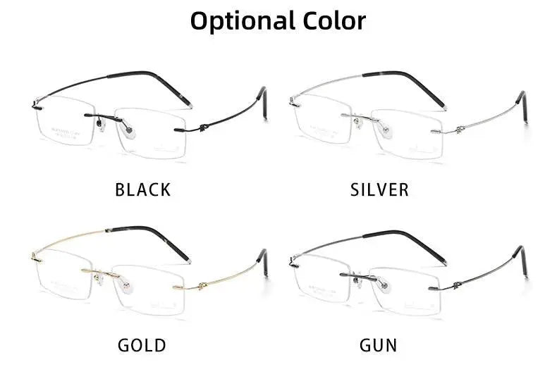 Unisex Rectangular Rimless Titanium Prescription Glasses 8581 — view 11 | Rx Spectacle