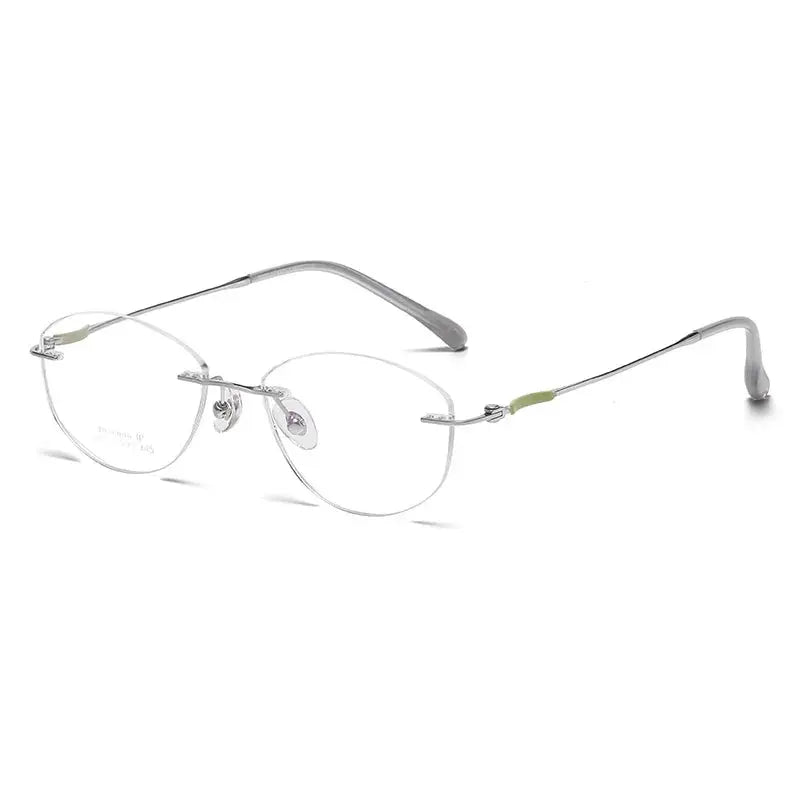 Women's Cat Eye Rimless Titanium Prescription Glasses 60331 — view 5 | Rx Spectacle