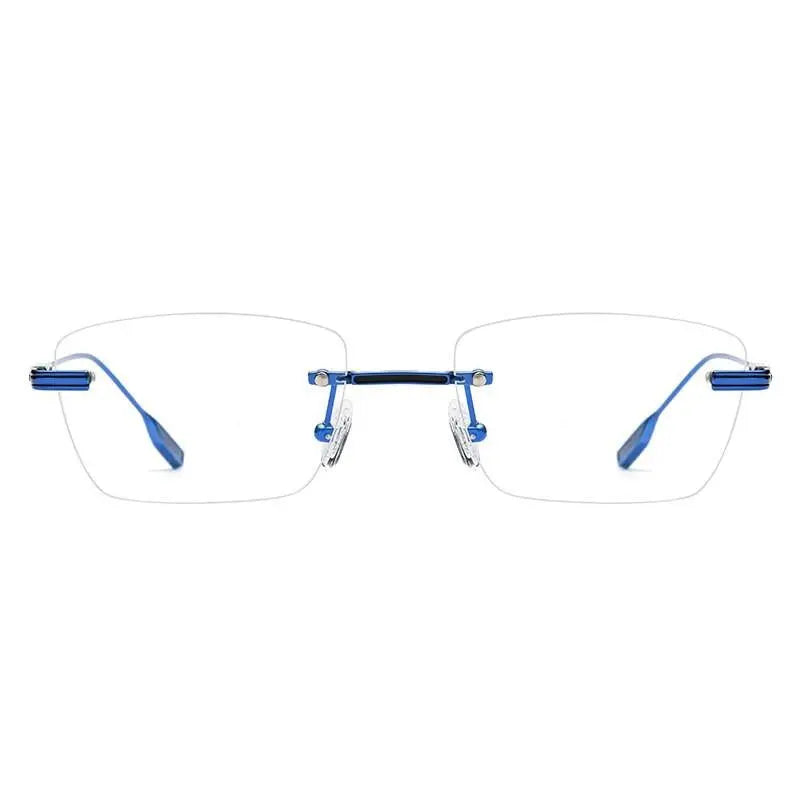 Unisex Polygon Rimless Titanium Prescription Glasses 10093 — view 10 | Rx Spectacle