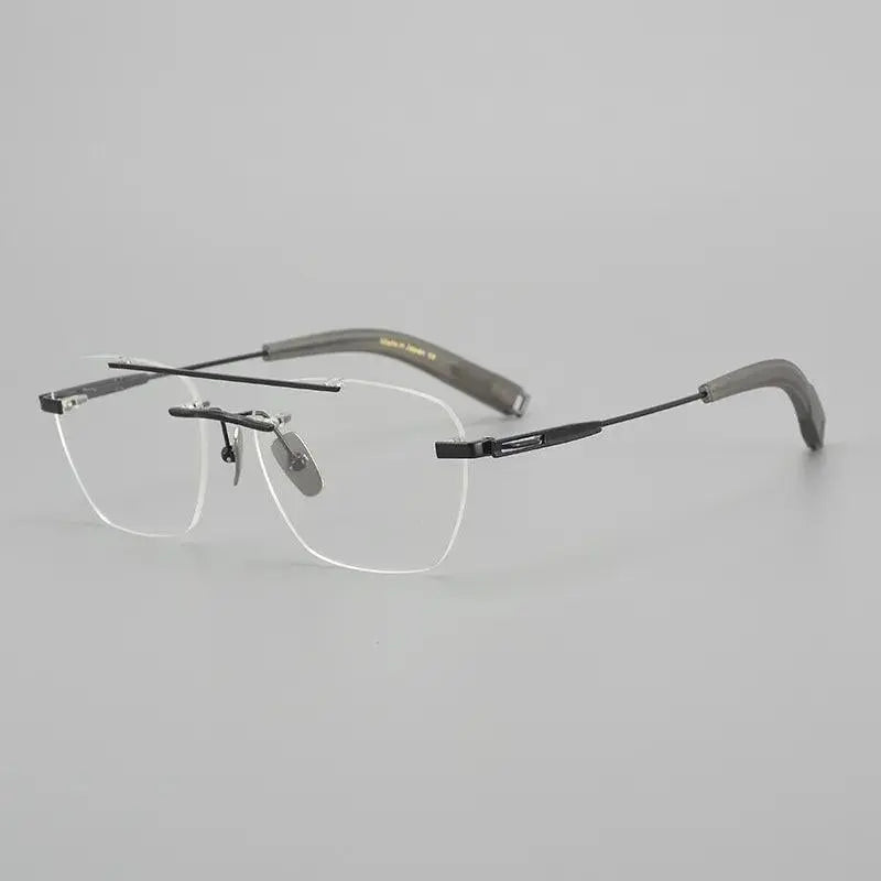 Unisex Square Rimless Titanium Double Bridge Prescription Glasses Dtx419 — view 6 | Rx Spectacle