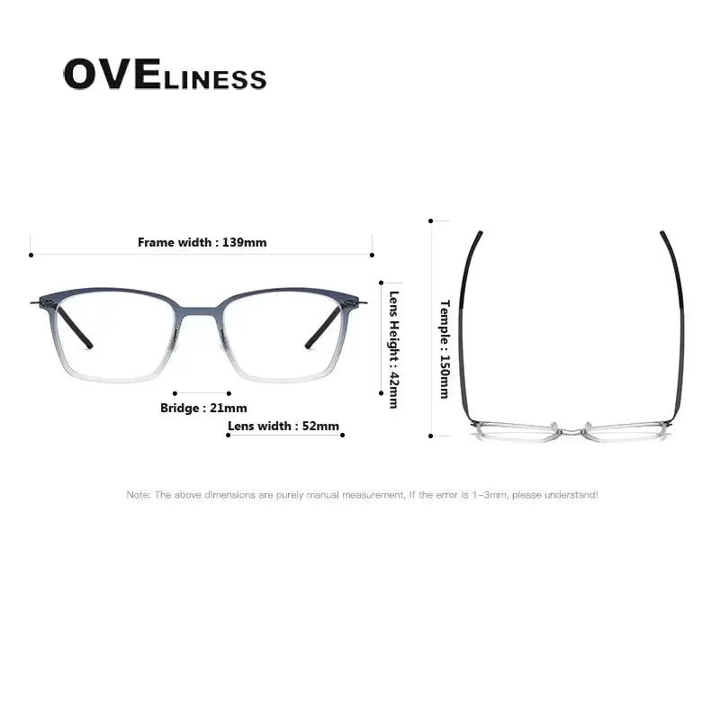 Unisex Square Full Rim Titanium Prescription Glasses 6536 — view 2 | Rx Spectacle