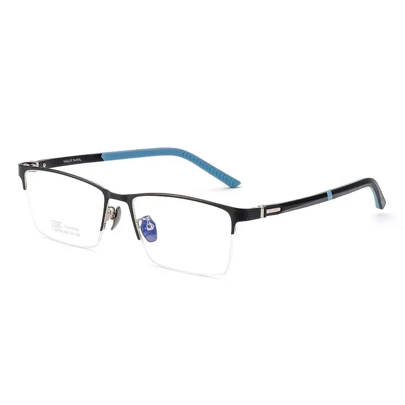 Unisex Polygon Semi-Rimless Titanium Prescription Glasses 23136 — view 5 | Rx Spectacle
