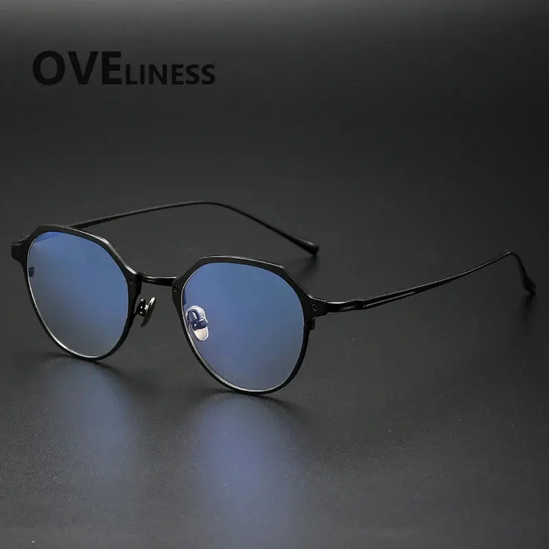 Unisex Polygon Full Rim Titanium Oversized Prescription Glasses 642039 — view 3 | Rx Spectacle