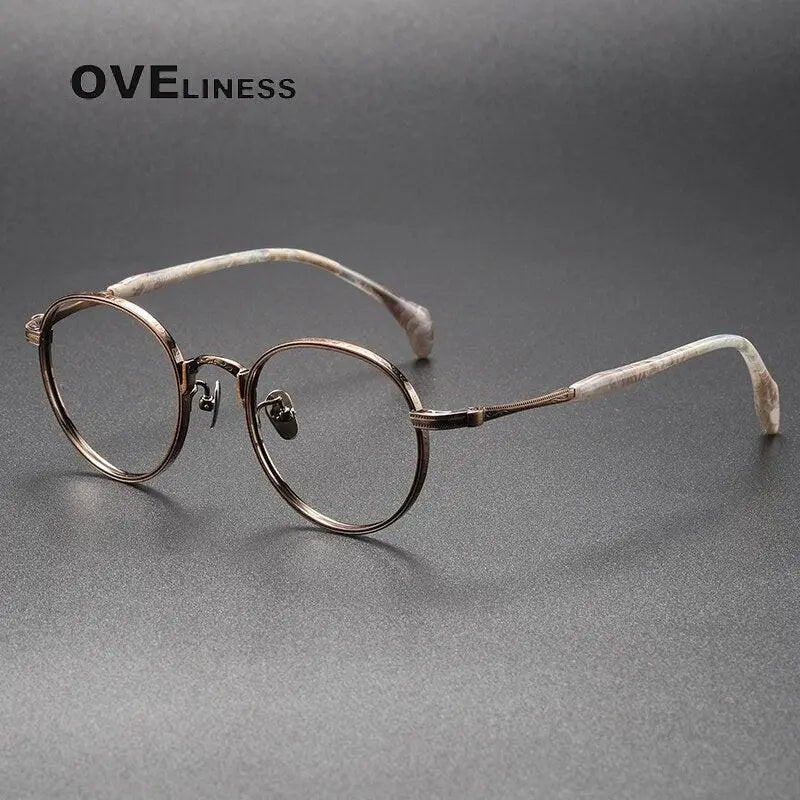 Unisex Round Full Rim Titanium Prescription Glasses 80862 — view 2 | Rx Spectacle