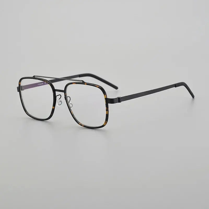 Unisex Square Full Rim Titanium Double Bridge Prescription Glasses 19744 — view 8 | Rx Spectacle