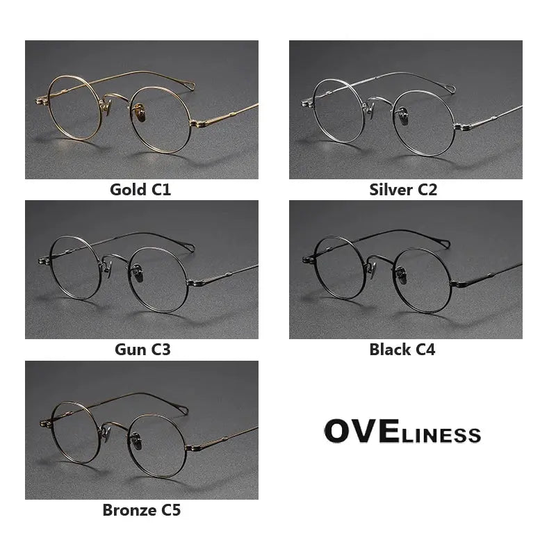Unisex Round Full Rim Titanium Prescription Glasses M005 — view 5 | Rx Spectacle