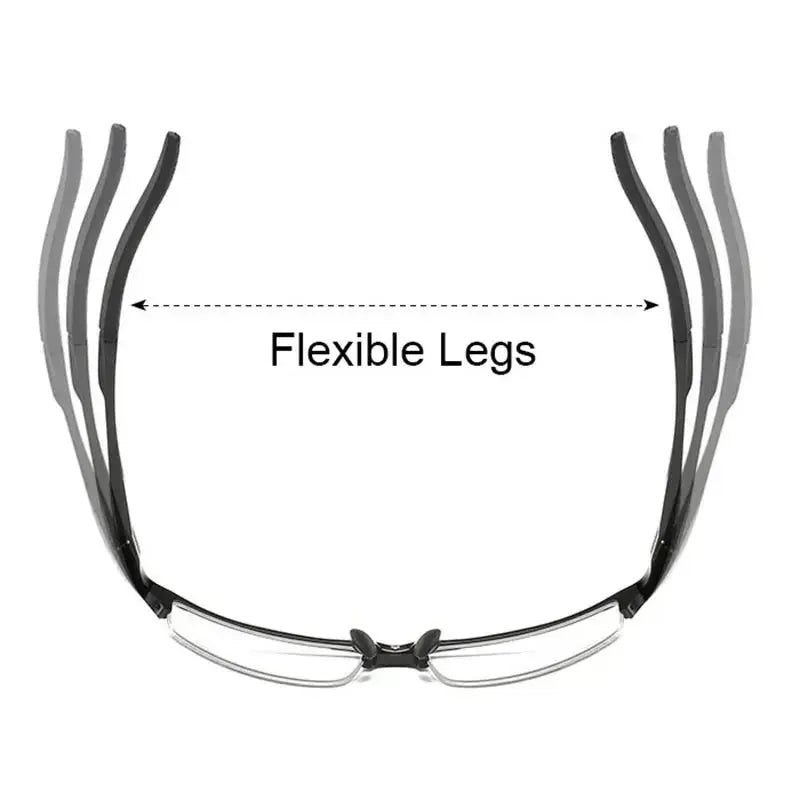 Unisex Rectangular Semi-Rimless Titanium Prescription Glasses 8177 — view 2 | Rx Spectacle